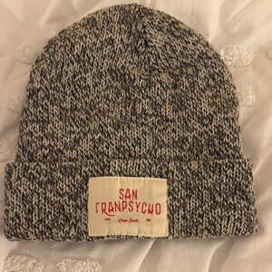 San Franpsycho Black and White Knit Beanie